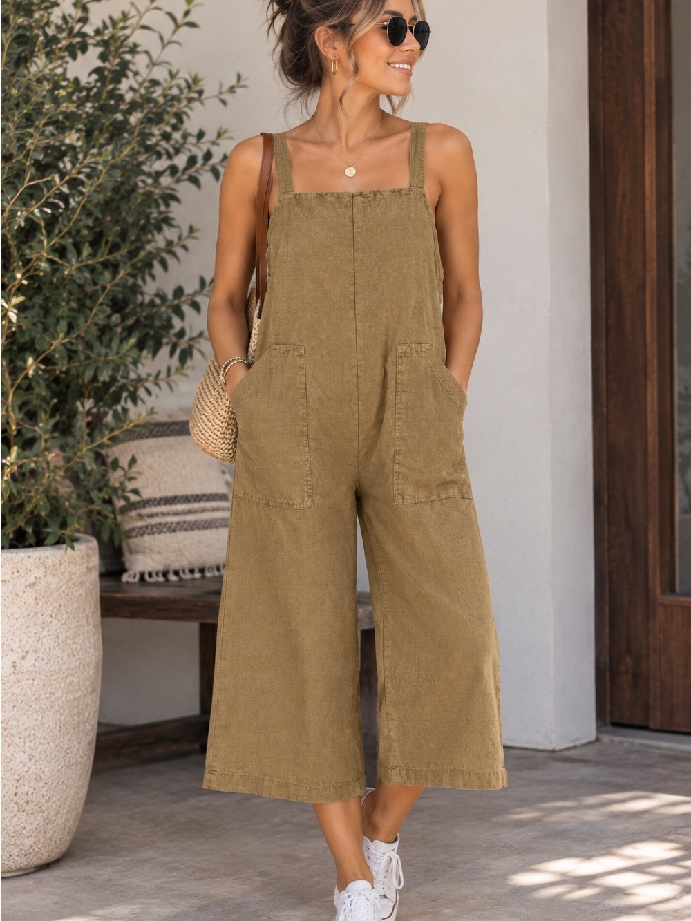 Universal Thread Wide-Leg Square-Neck Jumpsuit